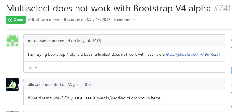 Multiselect does not  operate  by using Bootstrap V4 alpha